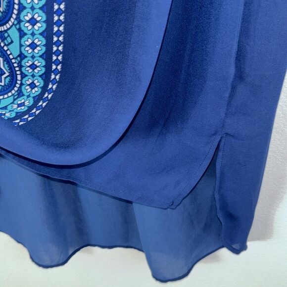 NWT Daniel Rainn Boho Flowy Semi Sheer Sleeveless V-Neck Dress Blue Plus Sz 1X - Picture 5 of 9